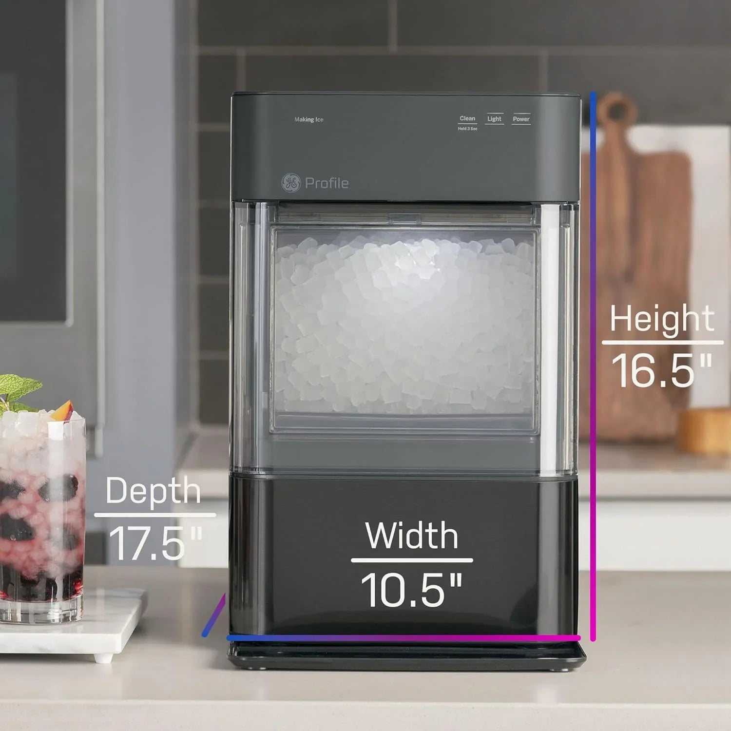 General Electric GE Ice Maker with Side Tank Black - Tashqila General Electric GE Ice Maker with Side Tank Black - Tashqila